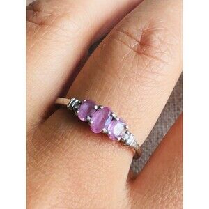 Vintage sterling silver genuine diamond ruby ring